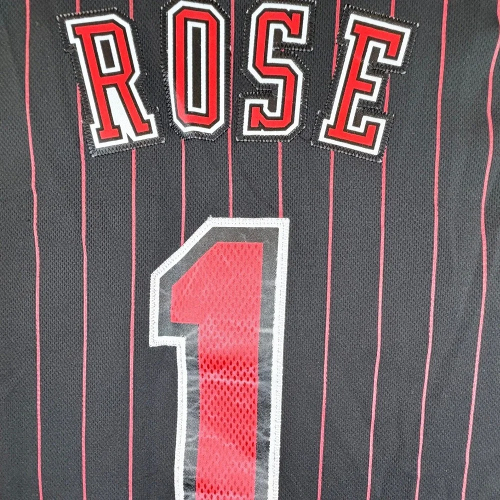 Adidas Derrick Rose 1 Chicago Bulls Hardwood Classics Black Pinstripe Jersey XL